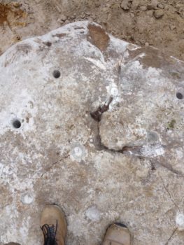 Rock Removal Using Ecobust – Holes are Drilled – Hollis Construction, Inc.